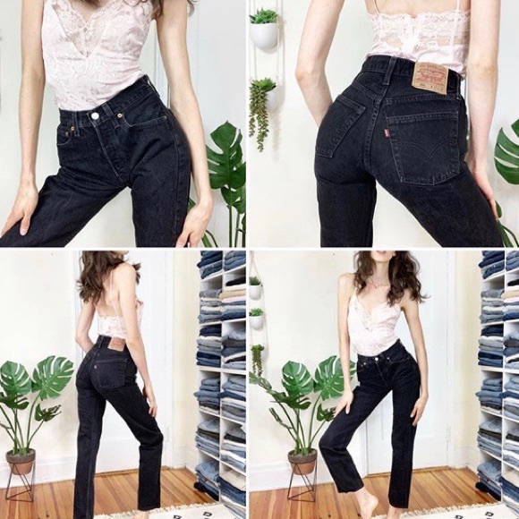 SOLD black vintage levis straight leg jeans - Picture 5 of 5